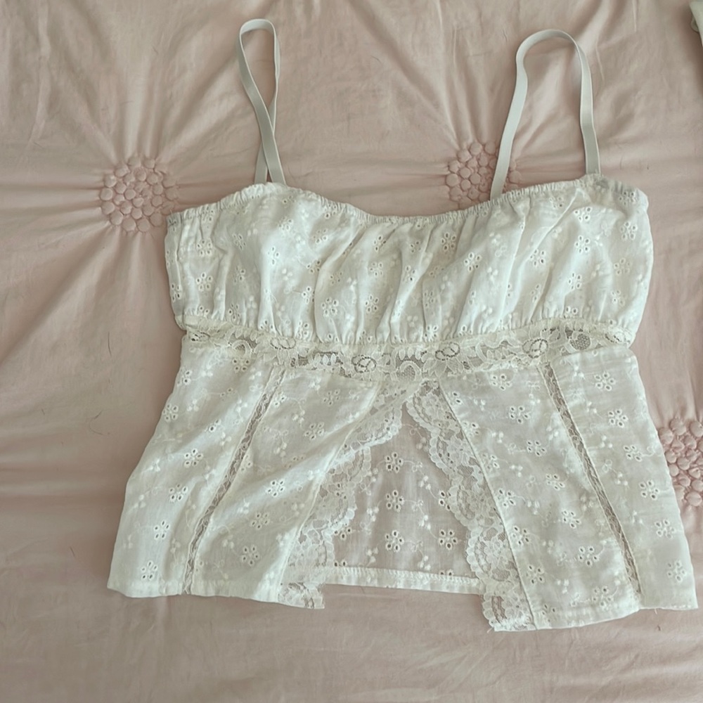 WHITE LACE TANK